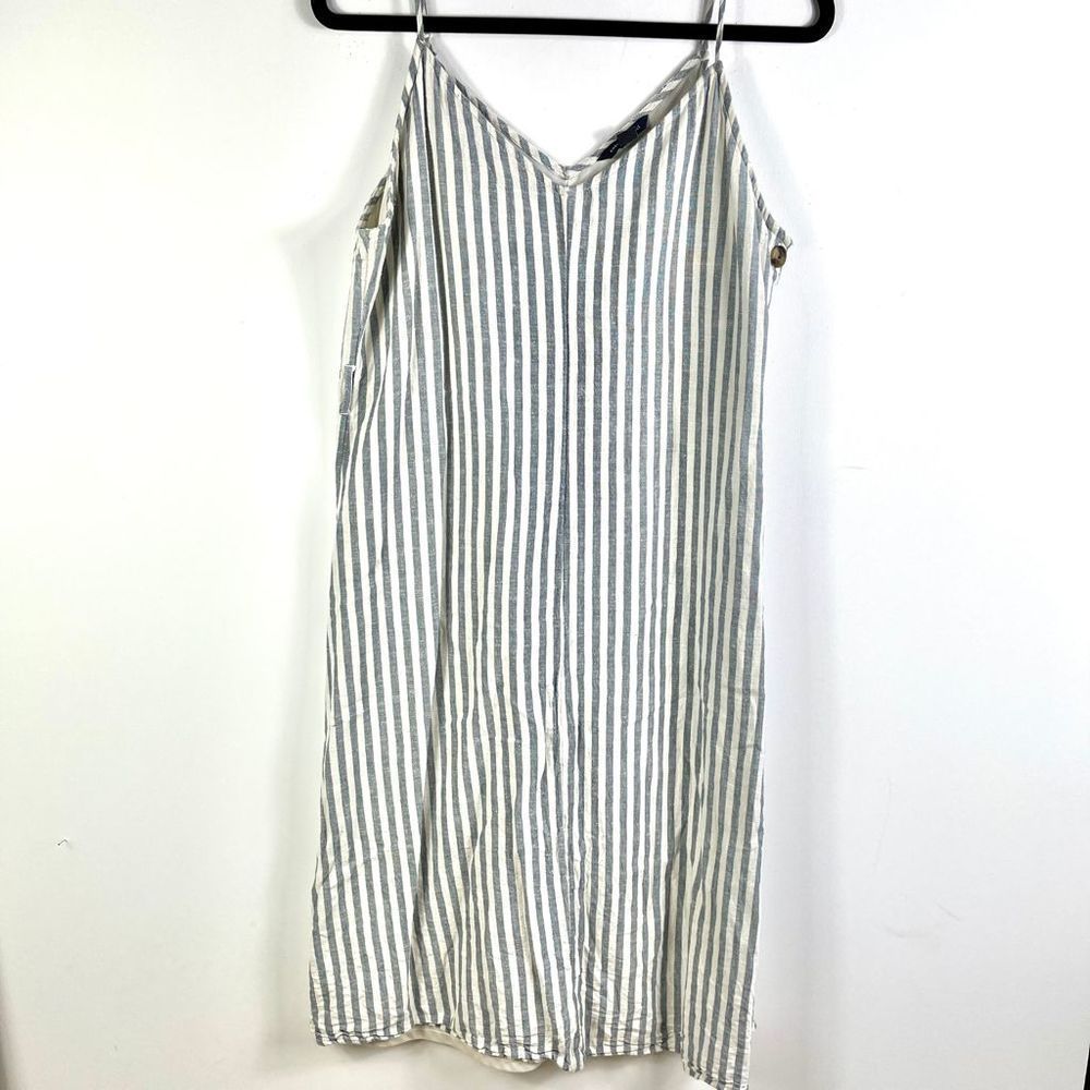 American Eagle Blue and White Striped Midi Dress, Size Large